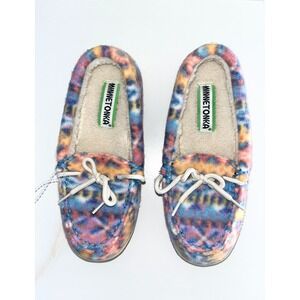 Minnetonka NWOT Eco Oak Slippers Slip On Mocassins Orange Sunset Womens 6